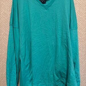 Spirit Jersey Adult Teal Pullover Long Sleeve Cotton T-Shirt Size XL